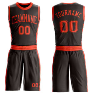 Custom Brown Orange Round Neck Suit Basketball Jersey